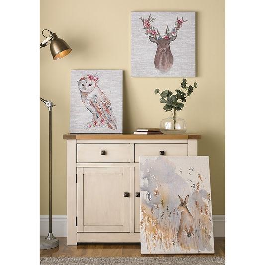 Bezrámový obraz - tisk na plátně - 105388, Watercolour Floral Owl, Graham & Brown